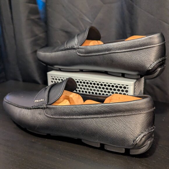 Prada Men's Saffiano Leather Penny Drivers Loafers Sz 10 2dd001 - Picture 3 of 13